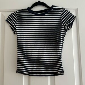 Brandy Melville navy and white striped baby tee